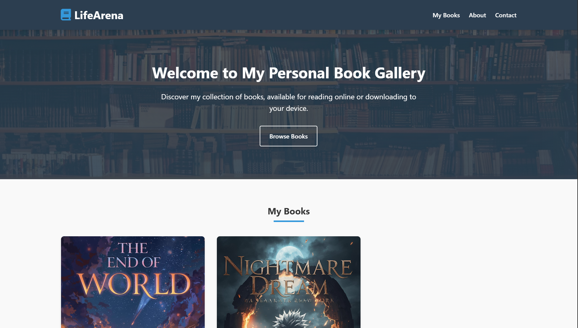 Life Arena Personal Book Collection Website