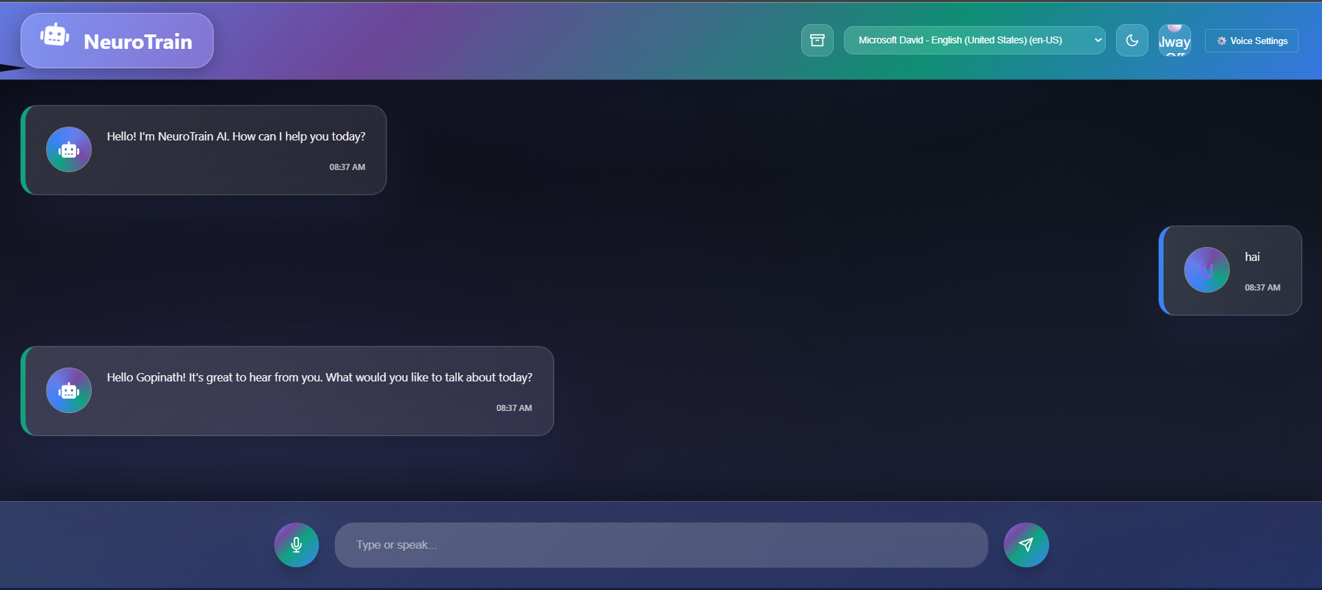 NeuroTrain AI Desktop Assistant